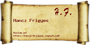 Hancz Frigyes névjegykártya